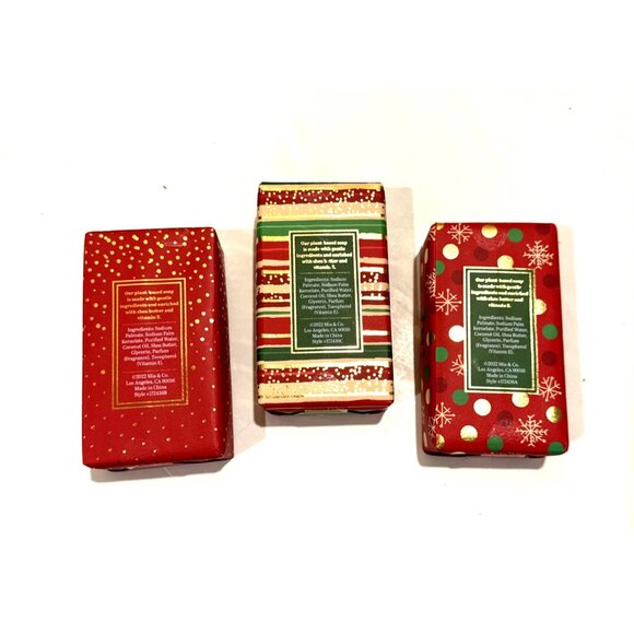 MIA & CO Luxury Bar Soap Set of 3 Poinsettia & Pine - Picture 2 of 5
